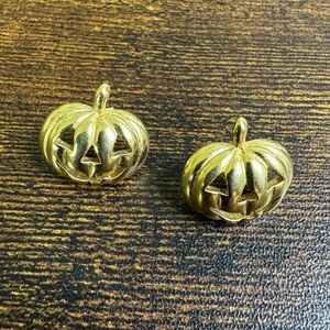 Avon Jack O’ Lantern Pumpkin Earrings 1990 Gold Plated Post Stud Vintage Rare